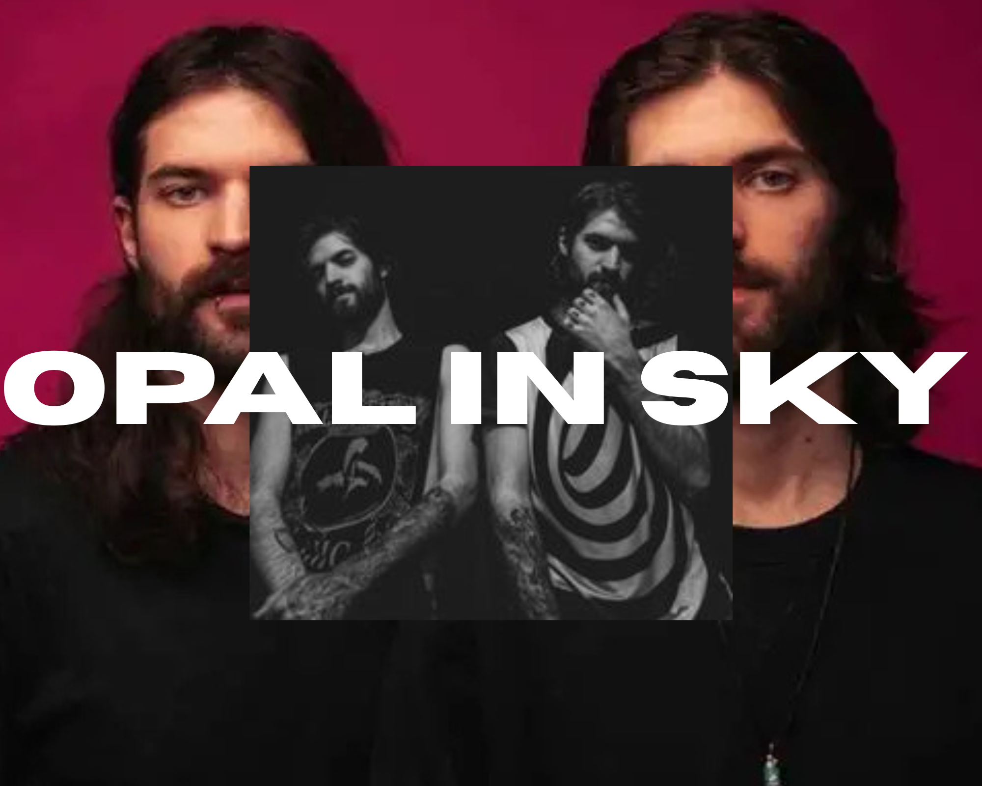 collage of dark green images of opal in sky twins